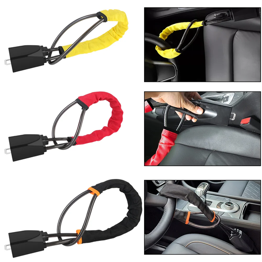 FreedomAutoGear™ Steering Wheel &amp; Seat Belt Anti-Theft Lock – Heavy-Duty Steel Cable Car Security Lock