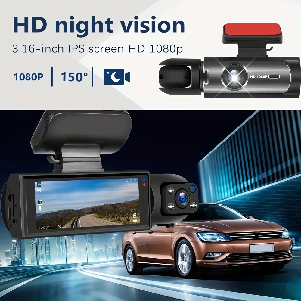 FreedomAutoGear™ 1080P WiFi Dual Dash Cam with IR Night Vision | Front and Inside Car Camera