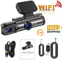 FreedomAutoGear™ 1080P WiFi Dual Dash Cam with IR Night Vision | Front and Inside Car Camera